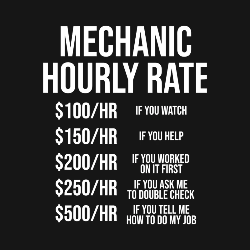 Mechanic's Humorous Progressive Hourly Rate Chart Male T-Shirt