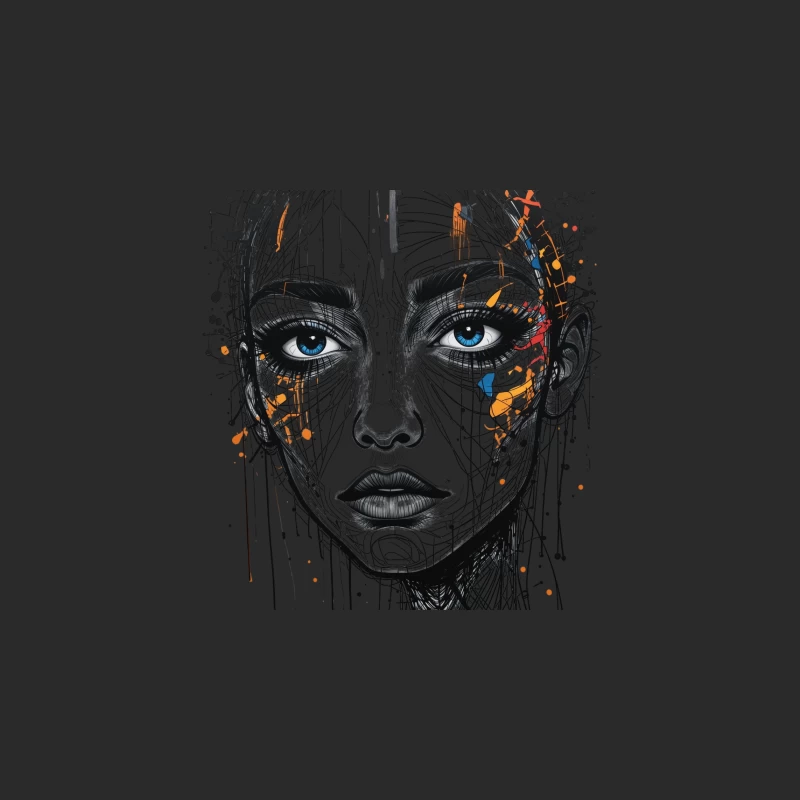Abstract Portrait with Colorful Accents Baseball Cap