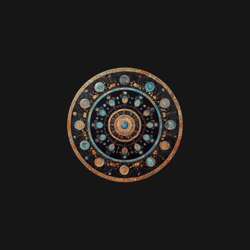 Intricate Cosmic Mandala with Celestial Motifs Desk Mat