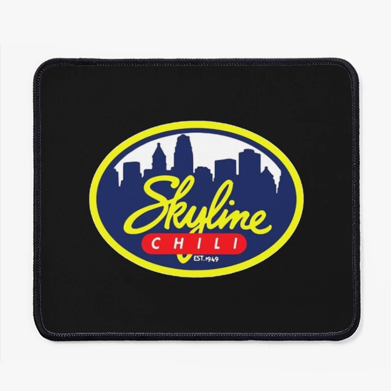 Skyline Chili Restaurant Brand Logo with Cincinnati Cityscape Mouse Pad