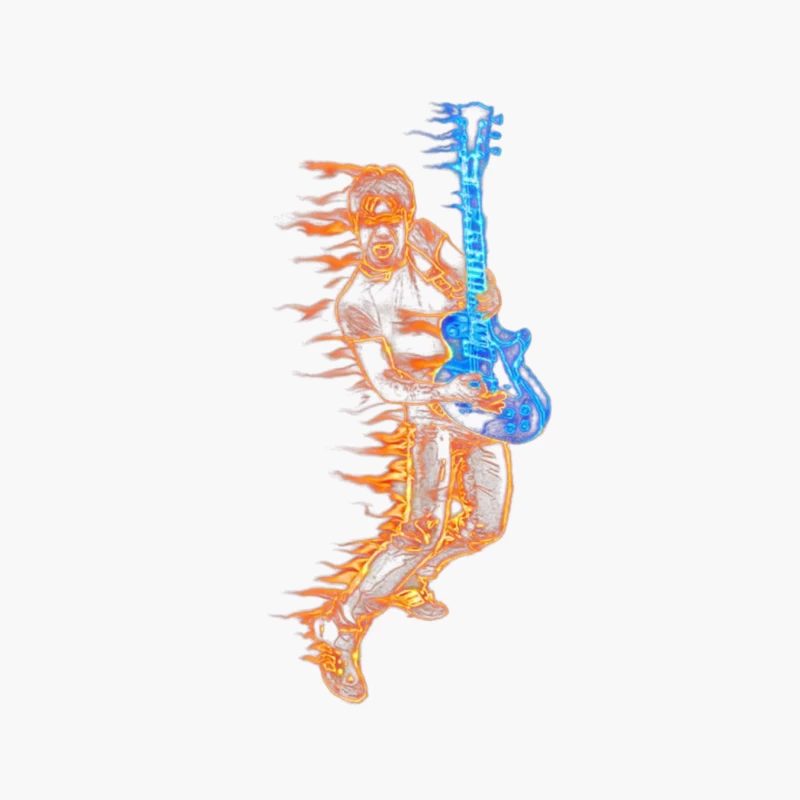 Energetic Guitarist Playing with Flames Cotton Tote Bag