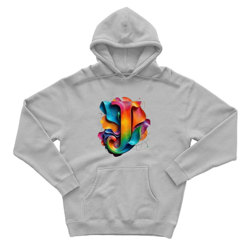 3D Colorful Abstract Typography Letter J Design Male Pullover Hoodie