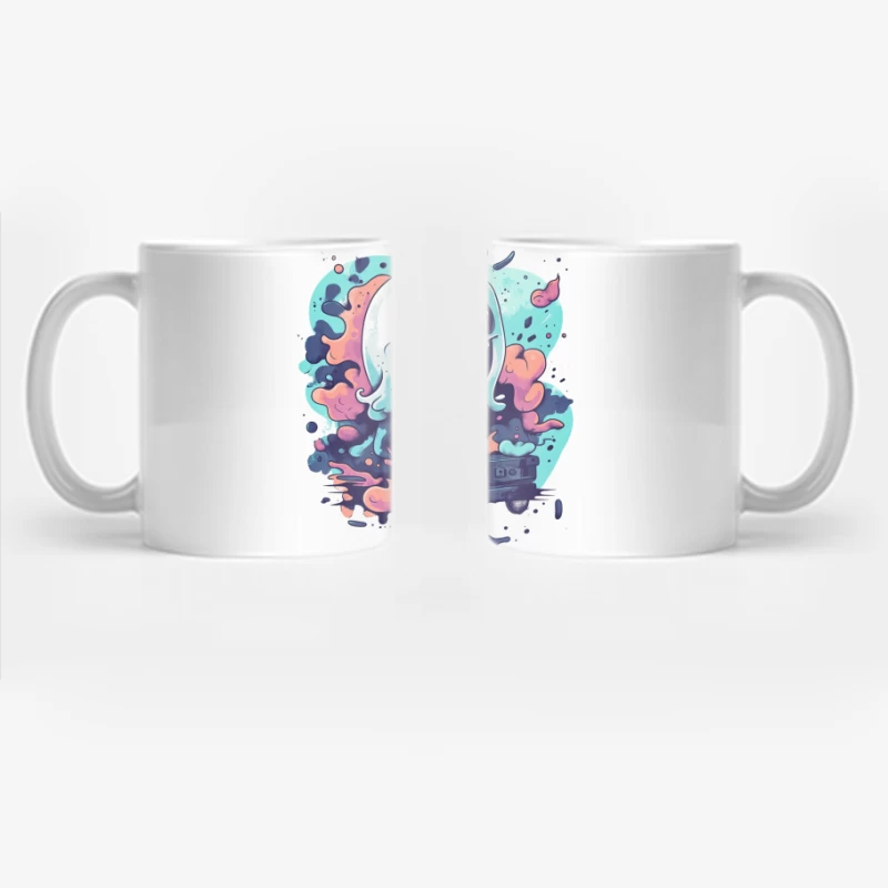 Playful Ghost with Colorful Swirls Gaming Art Coffee Mug