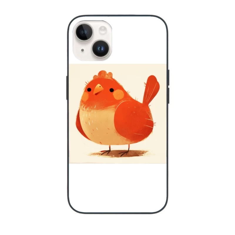 Cute Red Robin Bird Illustration iPhone Case