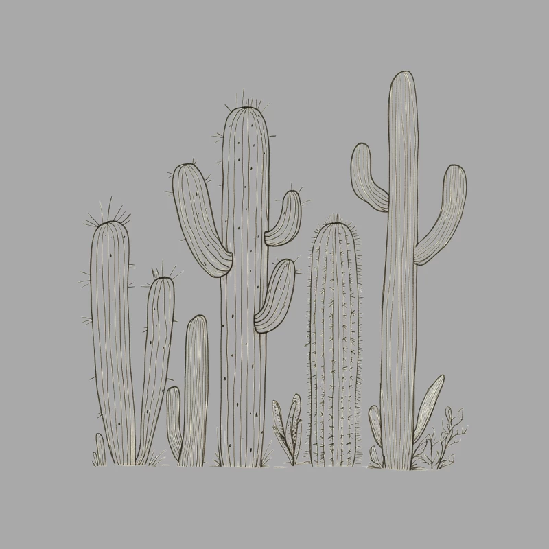 Sketched Cactus Desert Botanical Illustration Female Pullover Hoodie