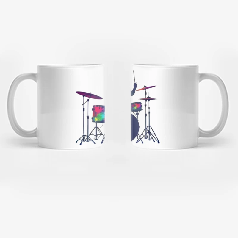Colorful Silhouette of a Drummer Coffee Mug