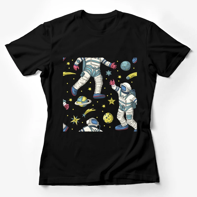 Astronauten und Weltraumelemente Muster Damen T-Shirt