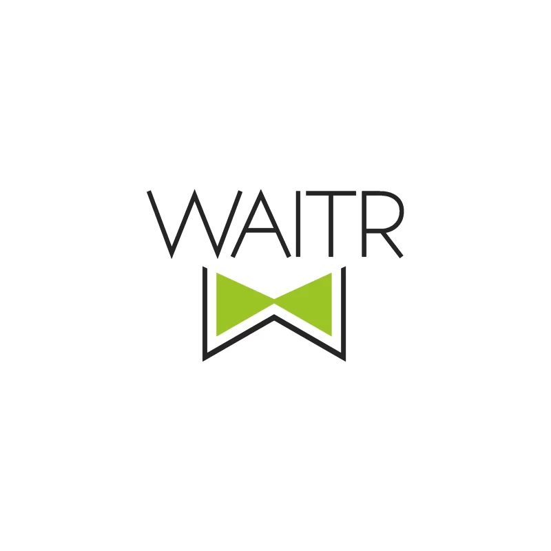 Waitr Food Delivery Service Logo with Green Bowtie Design Travel Mug