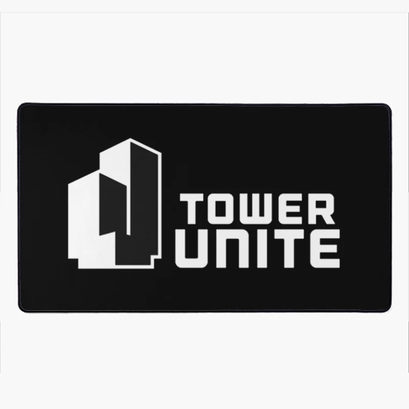 Minimalist Tower Unite Logo Design in Black and White Desk Mat