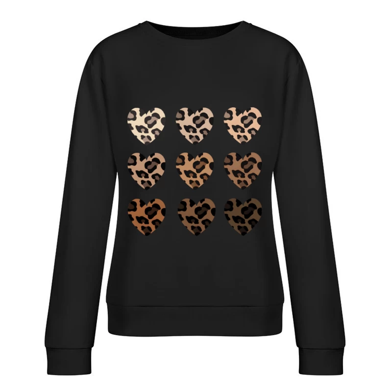 Herzförmige Leopardenmusterdesigns Damen Pullover Sweatshirt