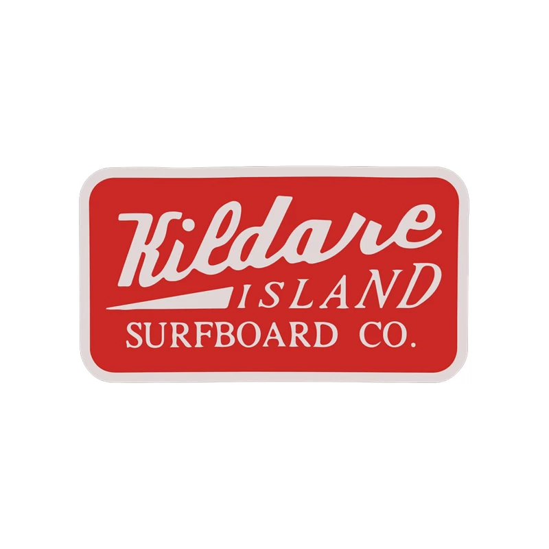 Vintage-Style Red Logo of Kildare Island Surfboard Company Tapestry