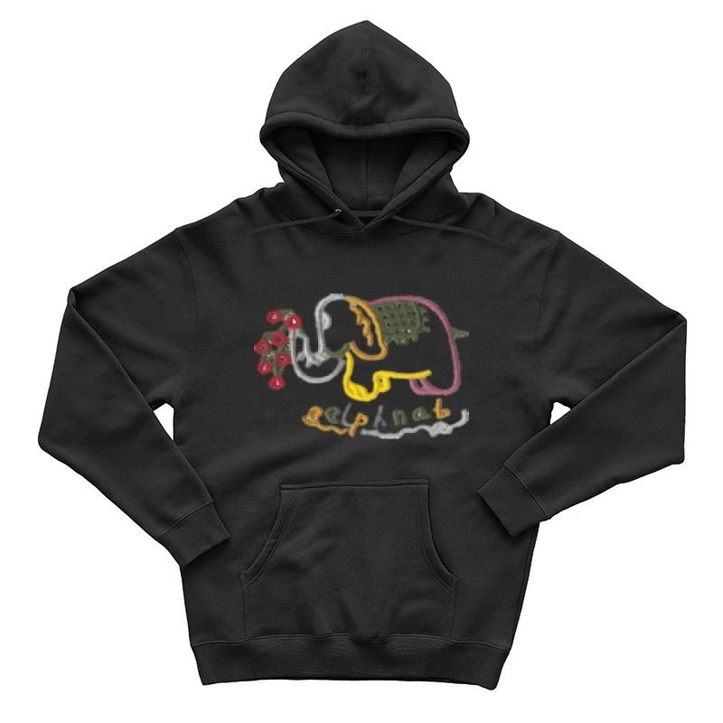 Elefant mit Blumenstickerei Herren Pullover Hoodie