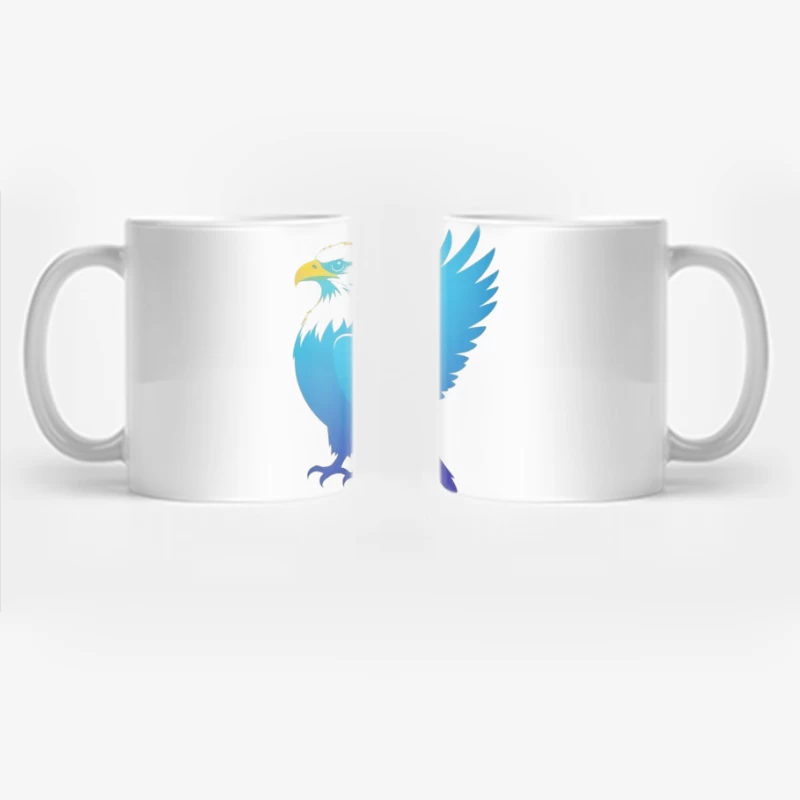 Majestic Blue Gradient Eagle Illustration Coffee Mug