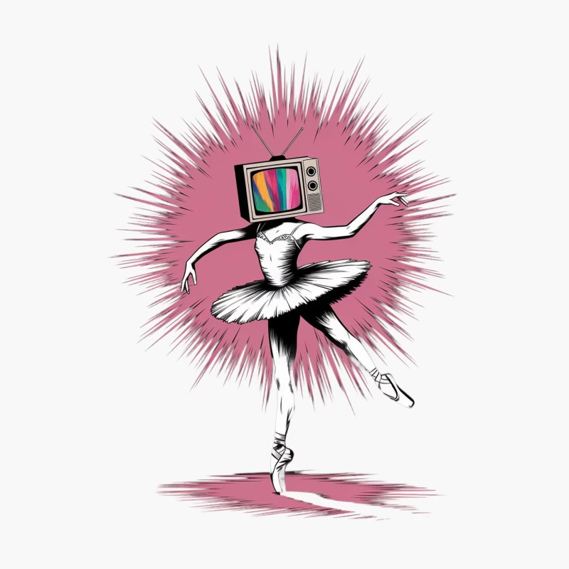 Surreal Ballet Dancing Television with Retro Pink Background Cotton Tote Bag