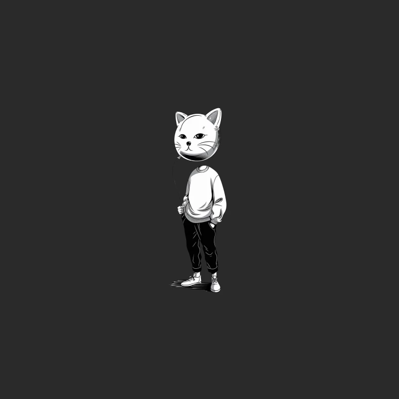 Surreal Anthropomorphic Cat in Casual Attire Baseball Cap