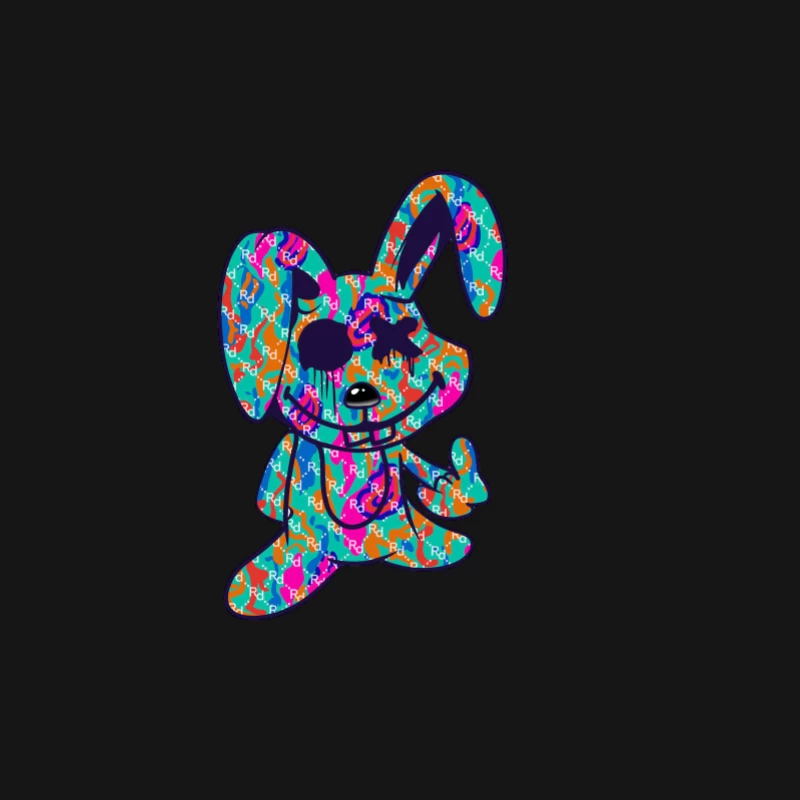 Bunter Graffiti-Hase Herren Langarm T-Shirt