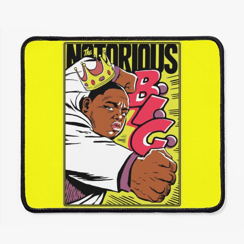 Notorious Hip-Hop Comic Style Illustration with Crown Mouse Pad