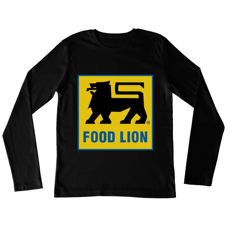 Food Lion Supermarket Chain Logo with Black Lion on Yellow Background Female Long Sleeve T-Shirt