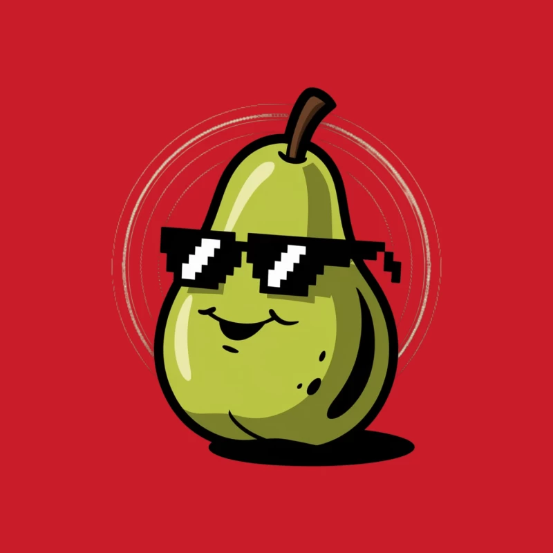 Cool Cartoon Green Pear With Sunglasses Illustration Male Pullover Hoodie