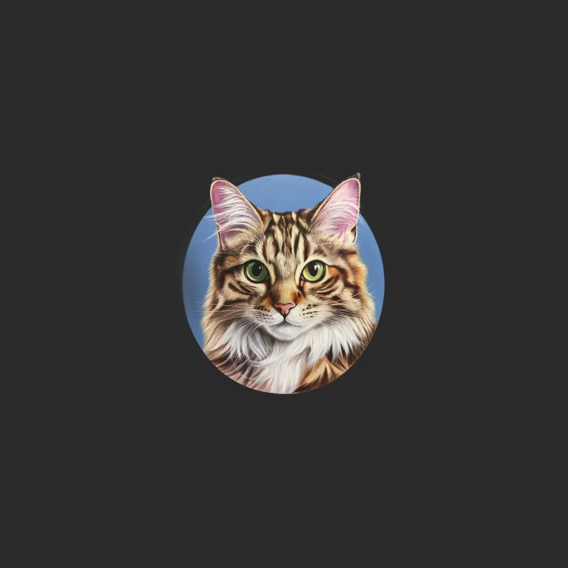 Majestic Maine Coon Cat Portrait in Circular Frame Baseball Cap