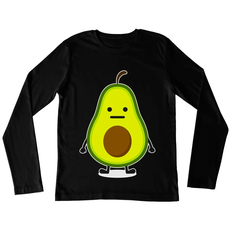 Niedliche Avocado-Karikatur Damen Langarm T-Shirt