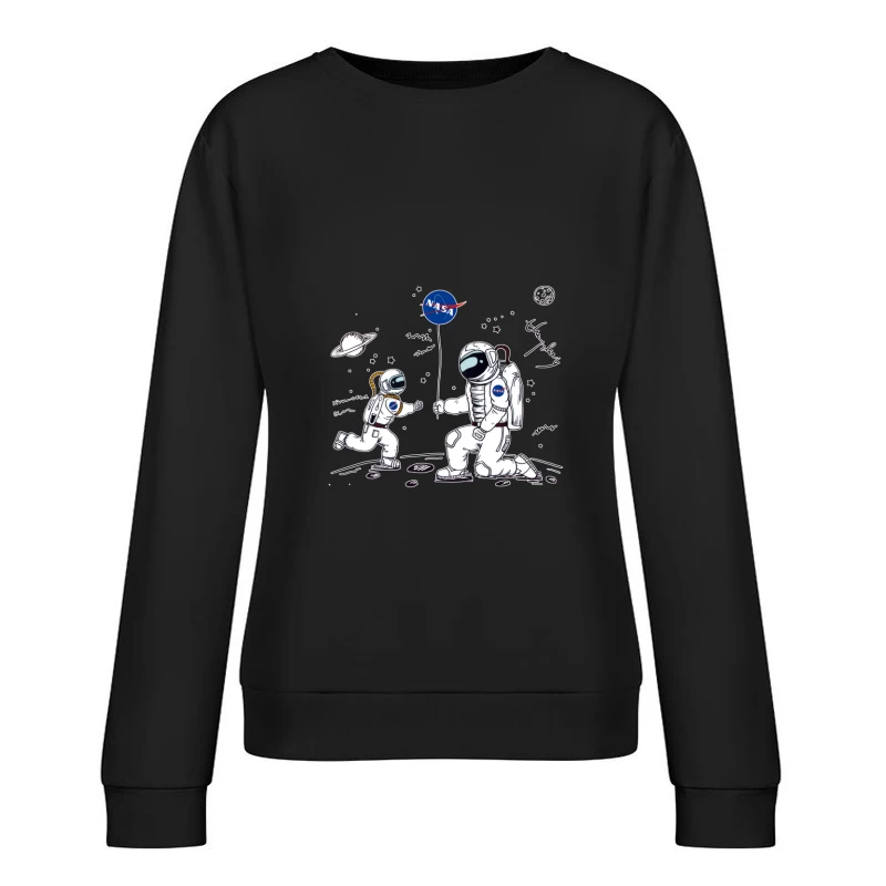 Astronauten mit NASA-Flagge auf dem Mond Damen Pullover Sweatshirt