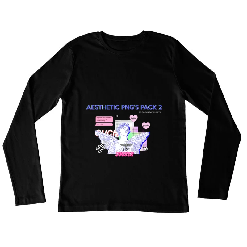 Ästhetische Grafik mit antiker Statue und modernen Elementen Damen Langarm T-Shirt