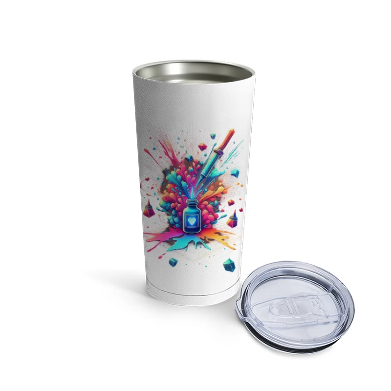 Magical Love Potion with Colorful Geometric Burst Travel Mug