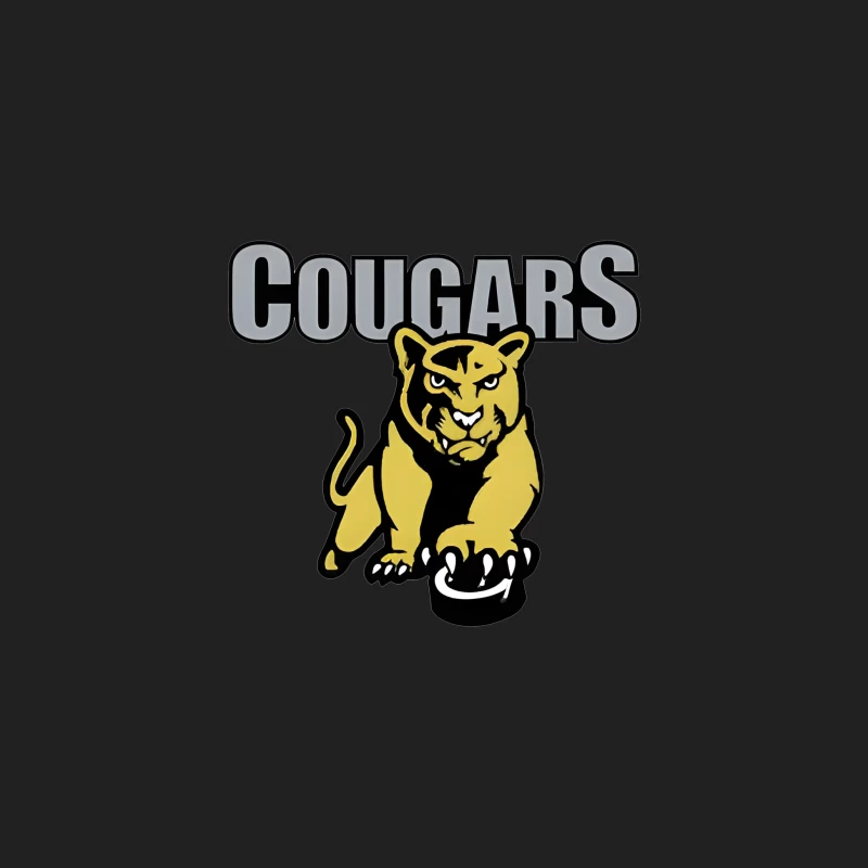 Fierce Yellow Cougar Sports Team Logo with Gray Text Bucket Hat