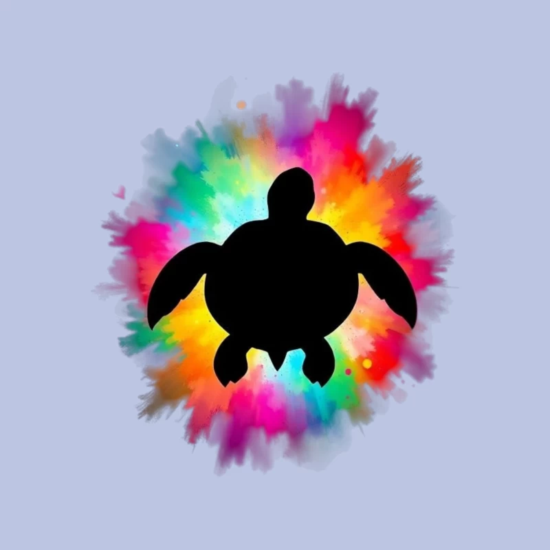 Colorful Turtle Silhouette Art Tapestry