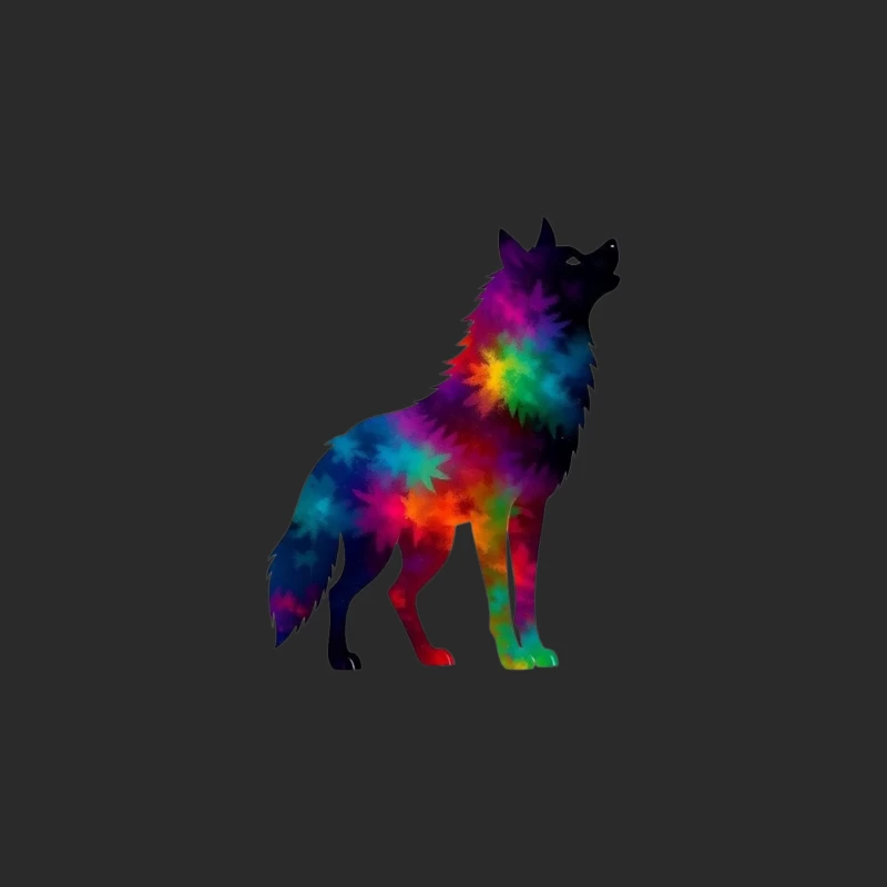 Colorful Howling Wolf Silhouette Baseball Cap