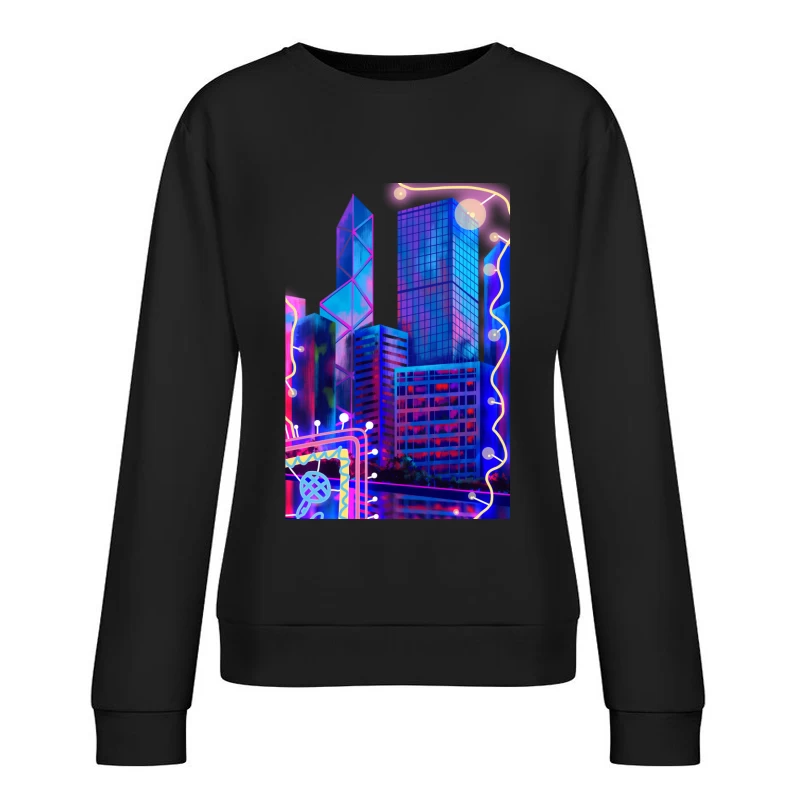 Neon Skyline Kunst Damen Pullover Sweatshirt