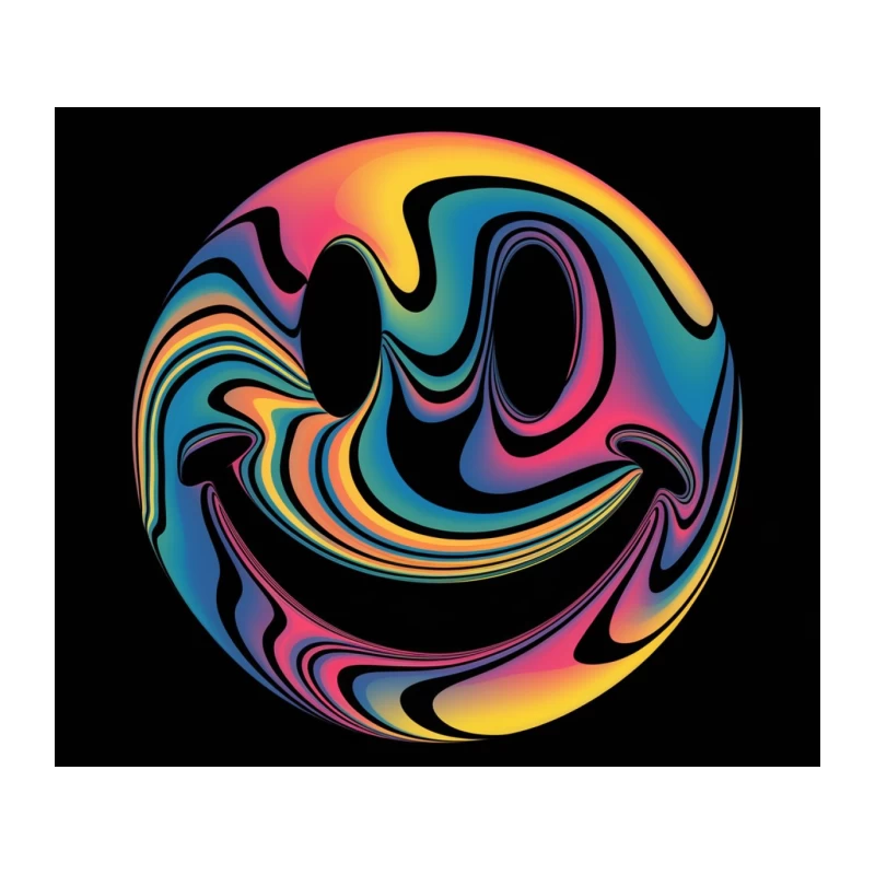 Psychedelic Circular Swirl: Abstract Colorful Digital Fluid Art Tapestry