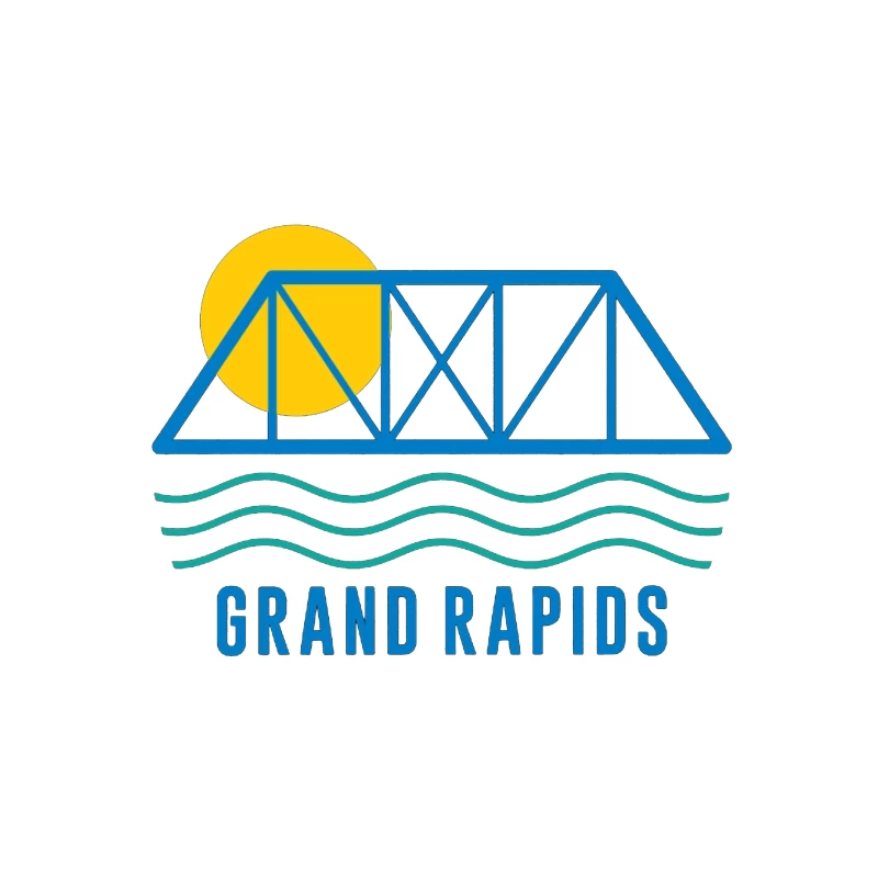 Grand Rapids City Logo with Bridge and Water Design Tapestry