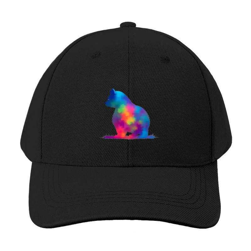 Rainbow Watercolor Bear Silhouette Art Baseball Cap