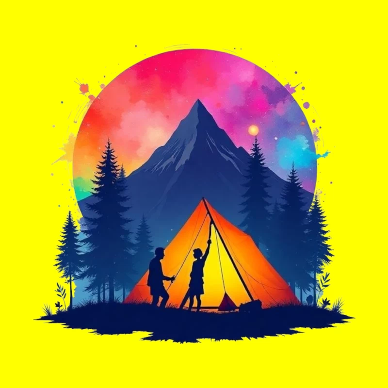 Camping Adventure under the Stars Throw Pillow