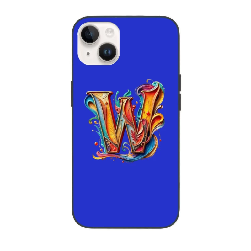 Ornate Colorful Typography: Decorative Letter W Design iPhone Case