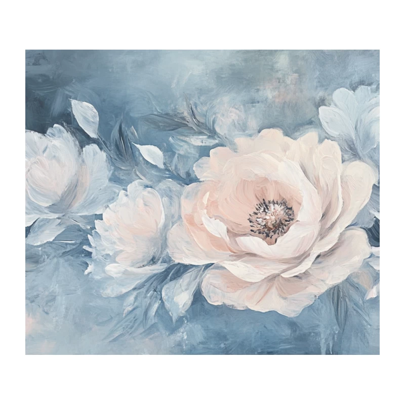 Romantic Peony Floral Painting in Soft Pastel Tones Tapestry