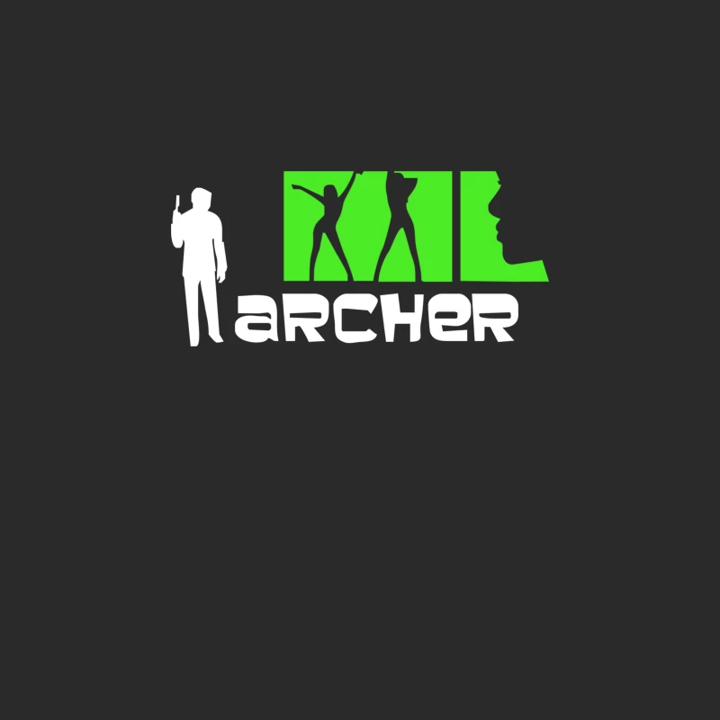Green Silhouettes: Dancing Figures and Profile Baseball Cap