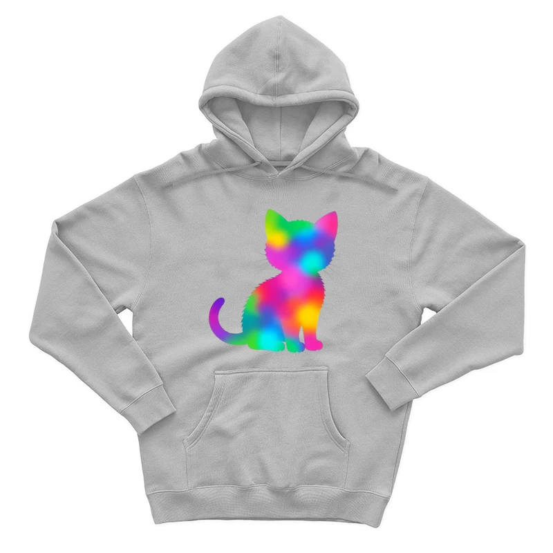 Rainbow Gradient Cat Silhouette Art Male Pullover Hoodie