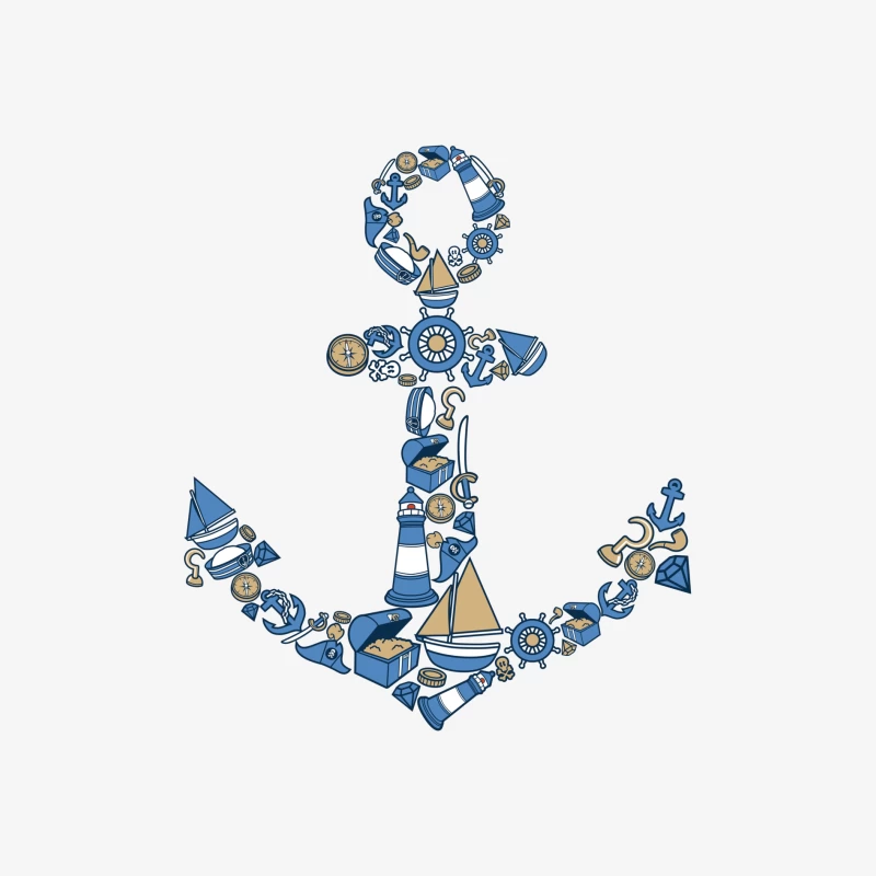 Motif ancre maritime avec objets nautiques Homme Manches Longues T-Shirt