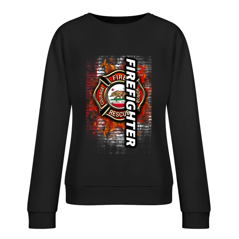 Emblème de pompier courageux de Californie Femme Sweat-shirt à enfiler