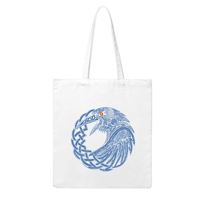 Intricate Celtic Knotwork Raven Illustration Cotton Tote Bag