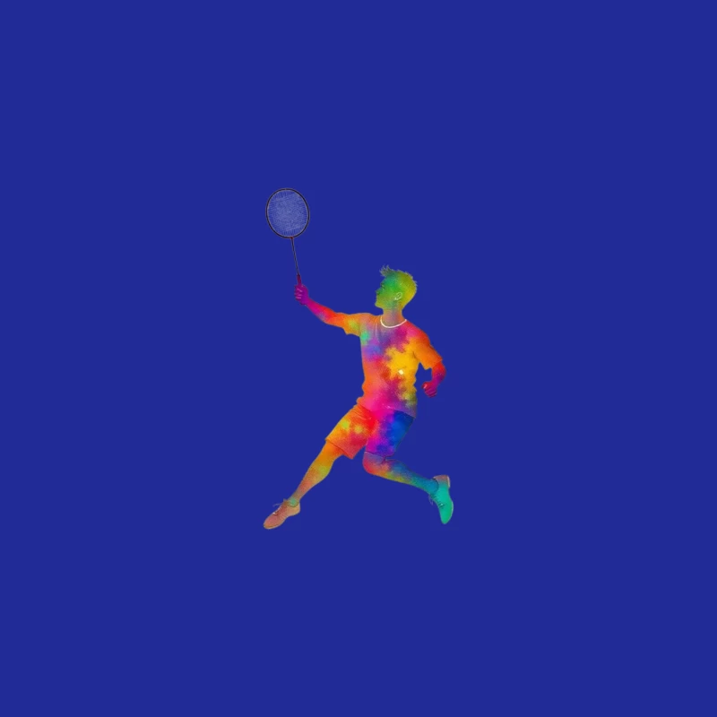 Colorful Badminton Player in Action Desk Mat