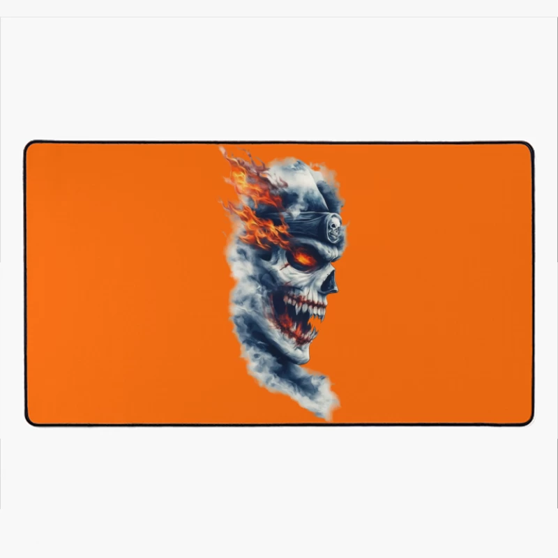 Fiery Ghost Skull Artwork Desk Mat