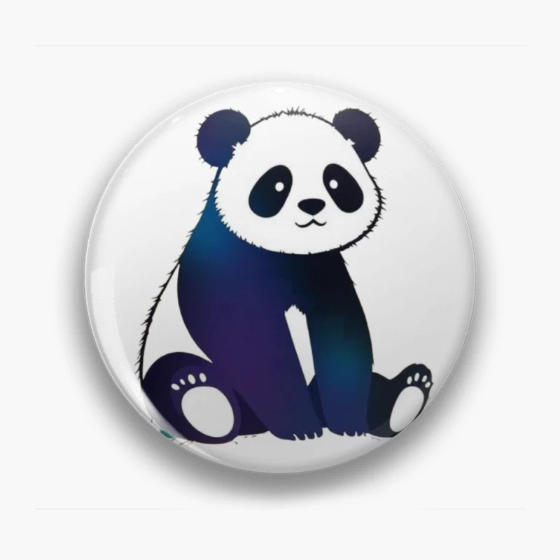 Cute Blue Gradient Cartoon Panda Illustration Pin