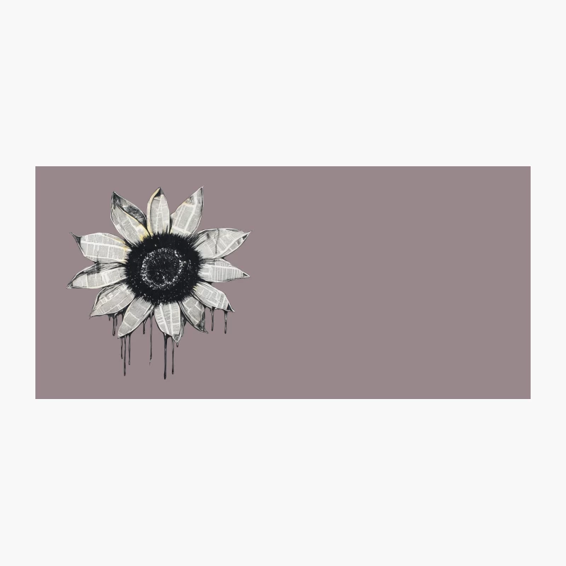 Monochrome Newspaper Sunflower Art with Dripping Effect Coffee Mug