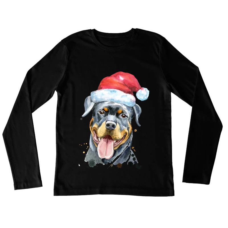 Chien avec bonnet de Noël Femme Manches Longues T-Shirt