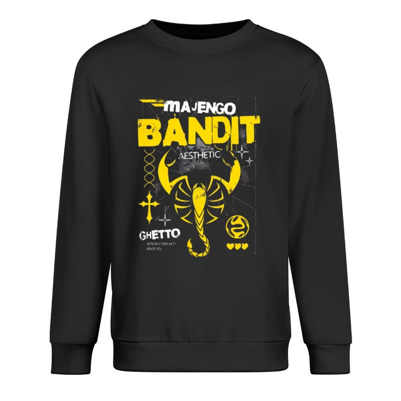 Yellow Bandit Scorpion Grunge Logo Design Male Pullover Sweatshirt