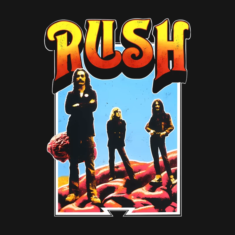 Retro Rush Rock Band Promotional Poster from the 1970s Male Long Sleeve T-Shirt